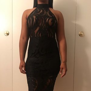 Black Lace Fitted Dress